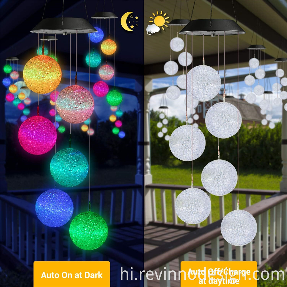 Solar Color Changing Ball Wind Chimes